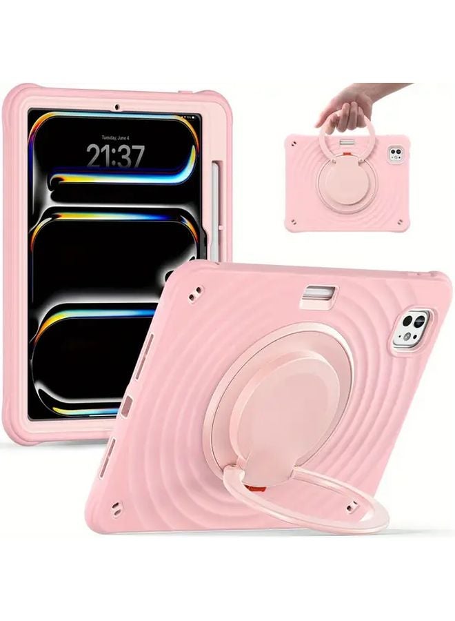 Pink iPad Pro 11 Inch 2024 Case with Bracket Water Ripple Non Slip Scratch Resistant - Image 1